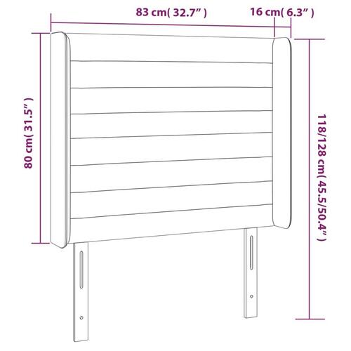 Sengegavl med kanter 83x16x118/128 cm stof mørkegrå