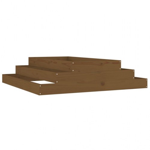 Plantekasse 110x110x27 cm massivt fyrretræ gyldenbrun