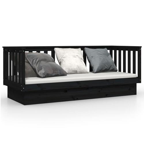 Daybed 75x190 cm massivt fyrretræ sort