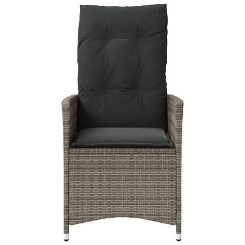 Havestol med hynder justerbart ryglæn polyrattan grå