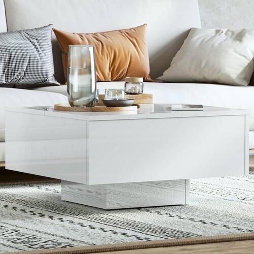 Sofabord 60x60x31,5 cm konstrueret træ hvid højglans