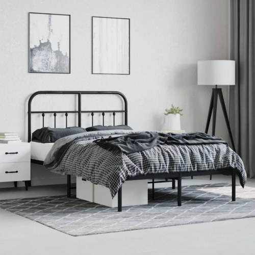Sengeramme med sengegavl 120×200 cm - metal, sort