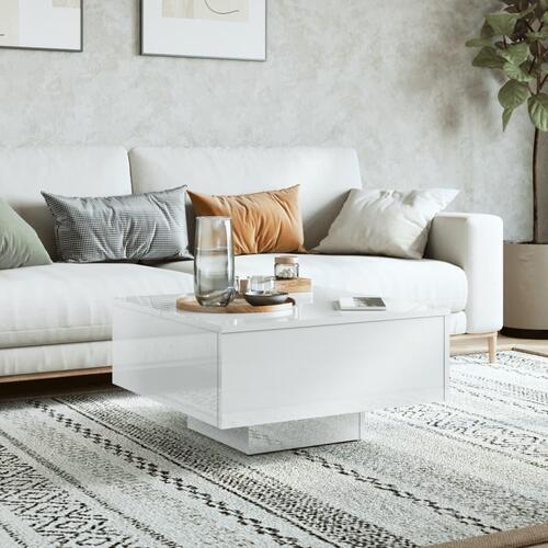 Sofabord 60x60x31,5 cm konstrueret træ hvid højglans