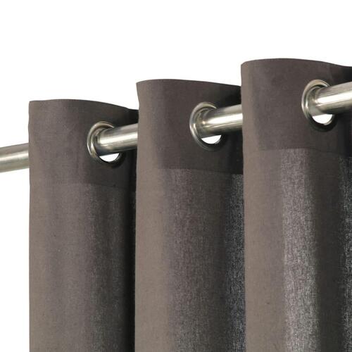 Gardiner med metalringe 2 stk. 140 x 225 cm bomuld antracitgrå