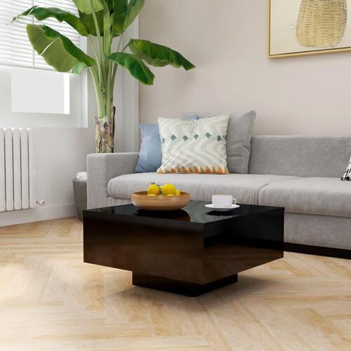 Sofabord 60x60x31,5 cm spånplade sort højglans