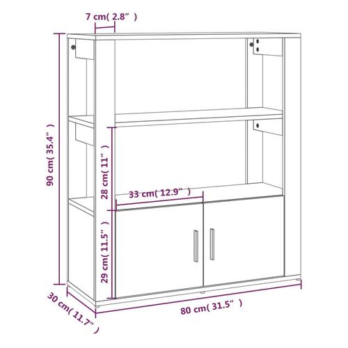 Skænk 80x30x90 cm konstrueret træ røget egetræsfarve