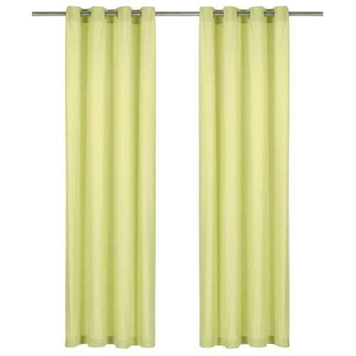 Gardiner med metalringe 2 stk. 140 x 245 cm bomuld grøn