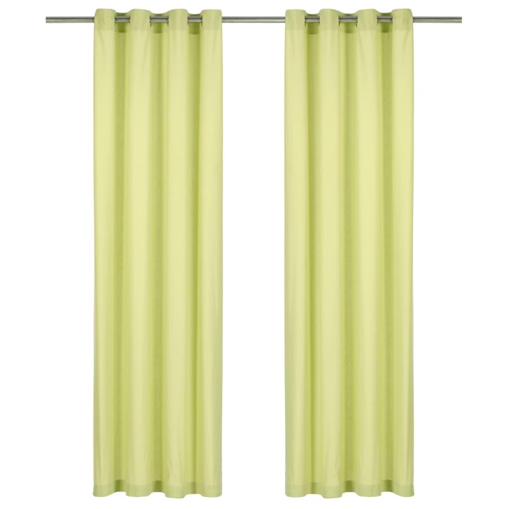 Gardiner med metalringe 2 stk. 140 x 245 cm bomuld grøn