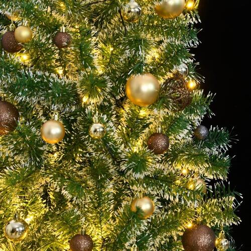Kunstigt juletræ med 300 LED'er + sne og kuglesæt 180 cm