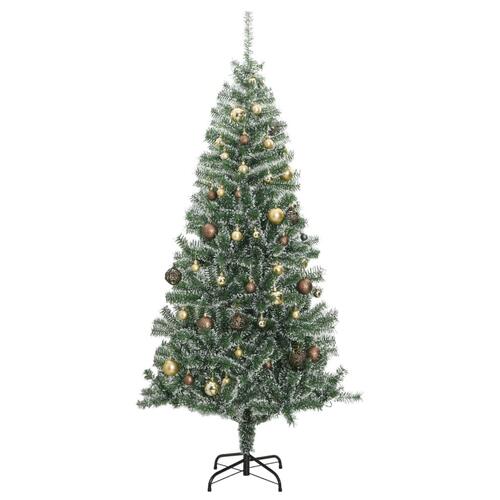 Kunstigt juletræ med 300 LED'er + sne og kuglesæt 180 cm