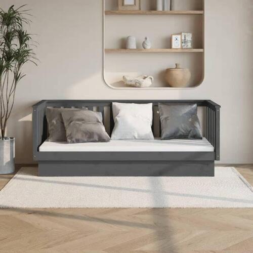 Daybed 90x190 cm massivt fyrretræ grå