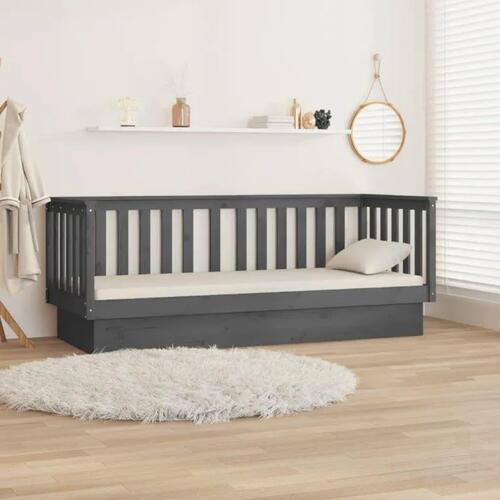 Daybed 90x190 cm massivt fyrretræ grå