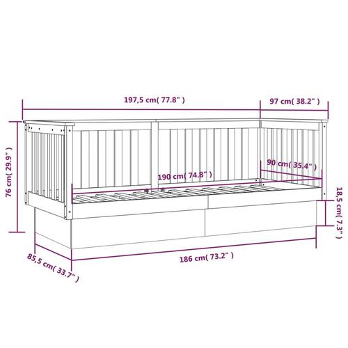 Daybed 90x190 cm massivt fyrretræ grå
