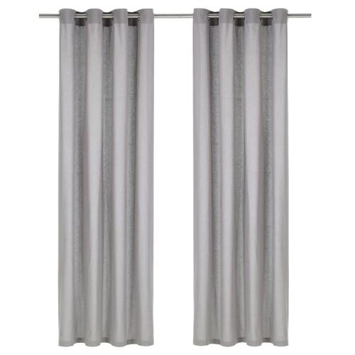 Gardiner med metalringe 2 stk. 140 x 245 cm bomuld grå