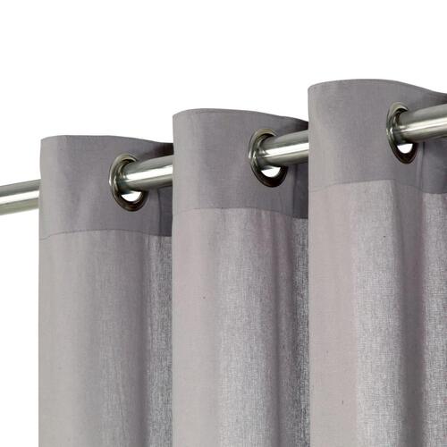 Gardiner med metalringe 2 stk. 140 x 245 cm bomuld grå