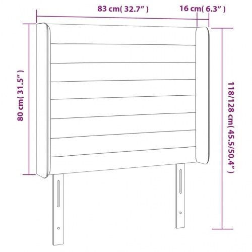 Sengegavl med kanter 83 x 16 x 118/128 cm stof - blå