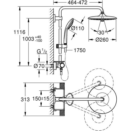 Søjler til brusebade Grohe VITALIO SYSTEM 260