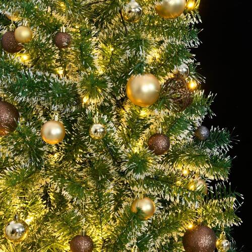 Kunstigt juletræ med 300 LED'er + sne og kuglesæt 240 cm