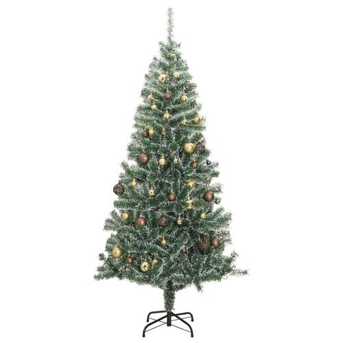 Kunstigt juletræ med 300 LED'er + sne og kuglesæt 240 cm