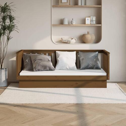 Daybed 90x190 cm massivt fyrretræ gyldenbrun