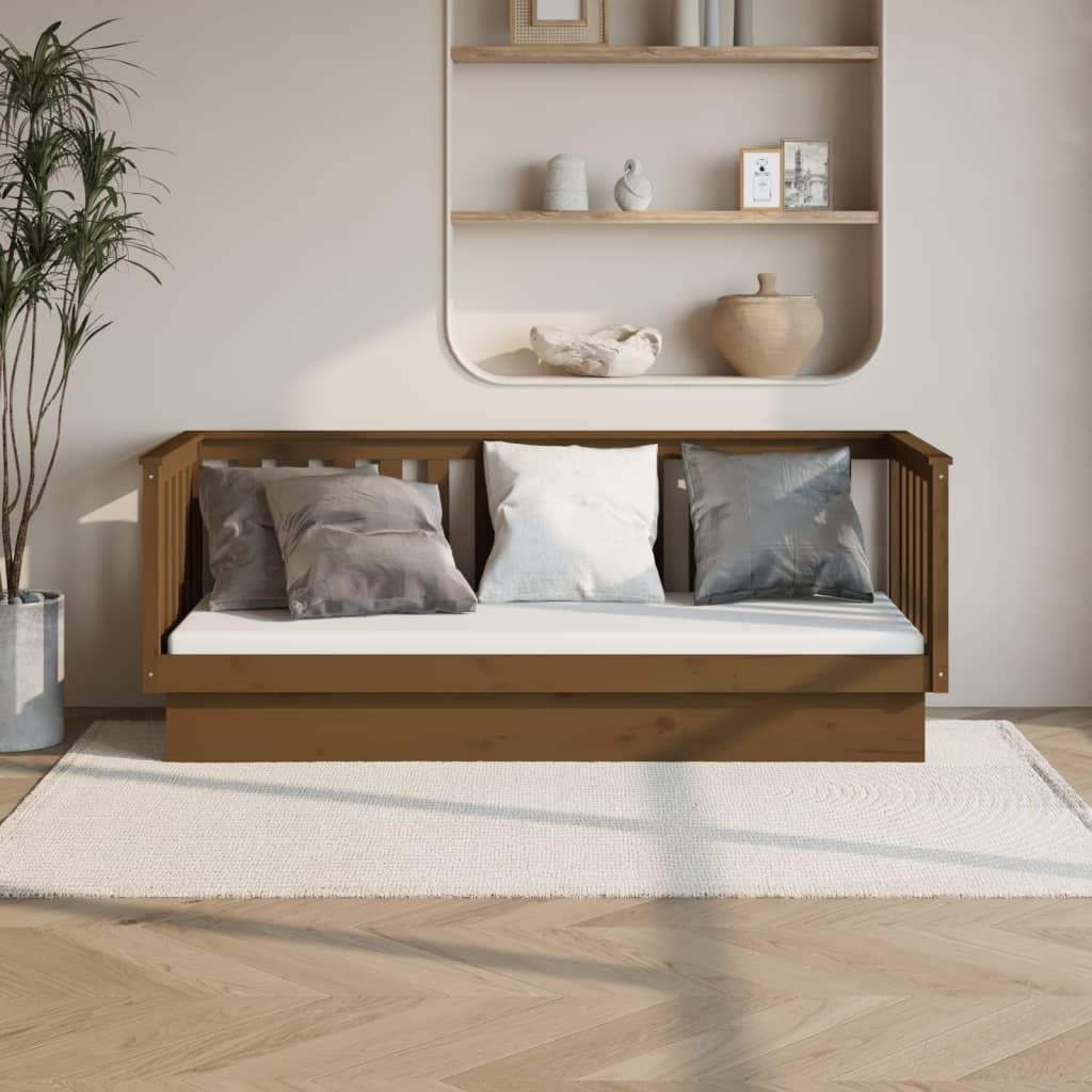 Daybed 90x190 cm massivt fyrretræ gyldenbrun