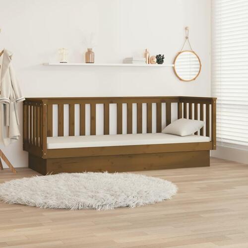 Daybed 90x190 cm massivt fyrretræ gyldenbrun
