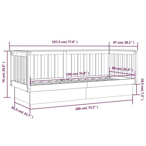 Daybed 90x190 cm massivt fyrretræ gyldenbrun