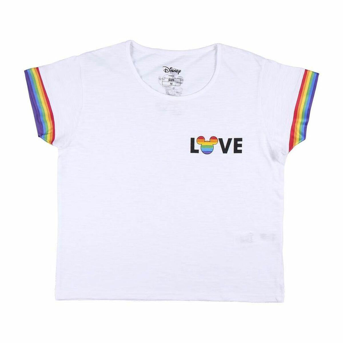 Kortærmet T-shirt til Kvinder Disney Love Pride Hvid S