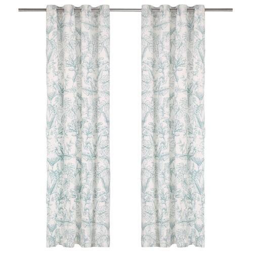 Gardiner metalringe 2 stk. 140 x 175 cm bomuld blomstret grøn