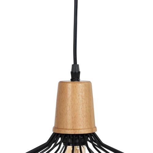 Loftslampe Sort Natur Træ Jern 220-240 V 36 x 36 cm