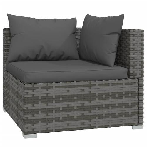 Loungesæt til haven 7 dele med hynder polyrattan grå