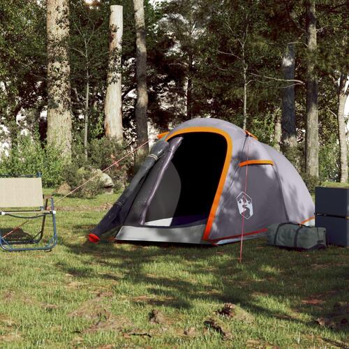 2-personers campingtelt vandafvisende grå og orange