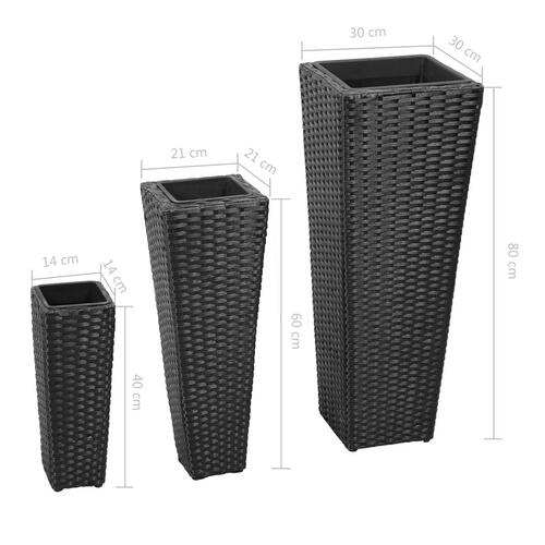 Plantekrukker 3 stk. polyrattan sort