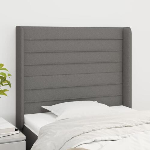Sengegavl med kanter 93x16x118/128 cm stof mørkegrå