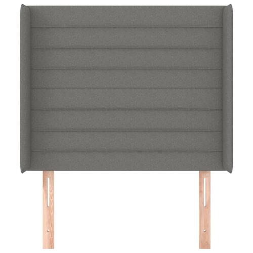 Sengegavl med kanter 93x16x118/128 cm stof mørkegrå