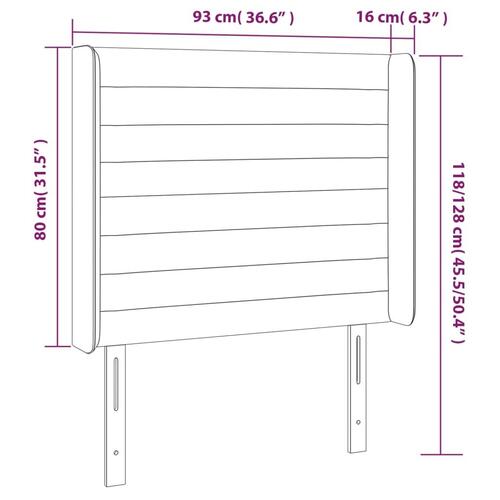 Sengegavl med kanter 93x16x118/128 cm stof mørkegrå
