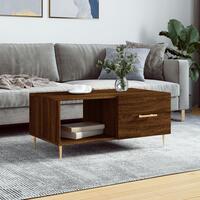 Sofabord 90x50x40 cm konstrueret træ brun egetræsfarve