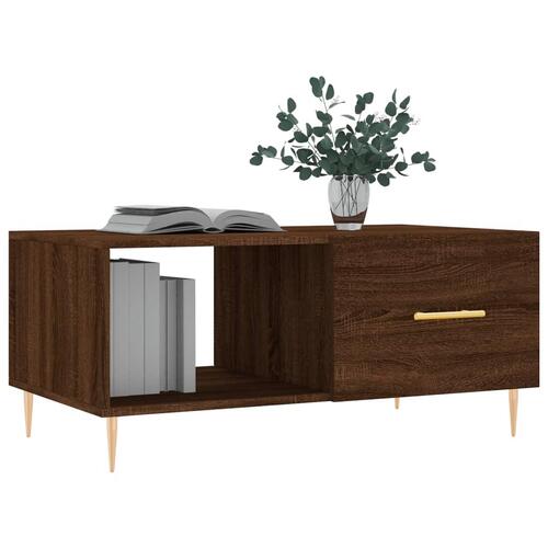 Sofabord 90x50x40 cm konstrueret træ brun egetræsfarve