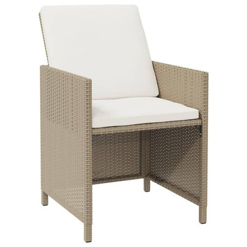 Spisebordssæt til haven 9 dele med hynder polyrattan beige
