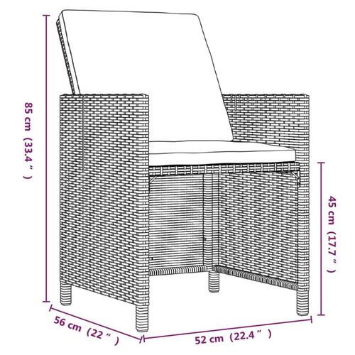 Spisebordssæt til haven 9 dele med hynder polyrattan beige