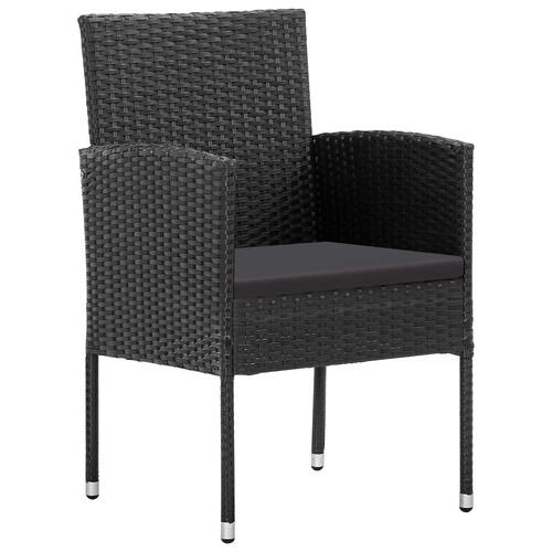 Spisebordssæt til haven 5 dele polyrattan sort