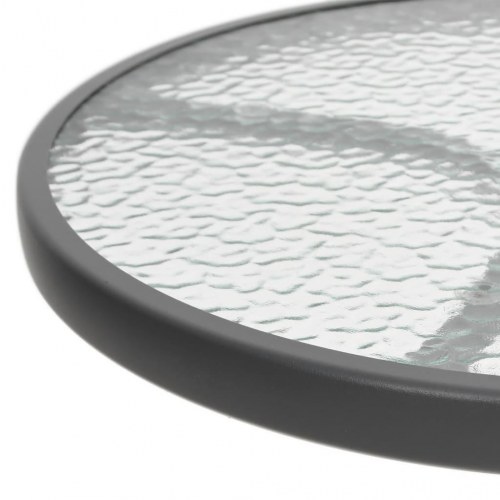 Spisebordssæt til haven 3 dele stål sort