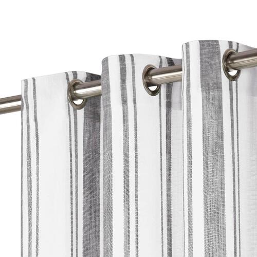 Gardiner med metalringe 2 stk. 140 x 245 cm bomuld gråstribet