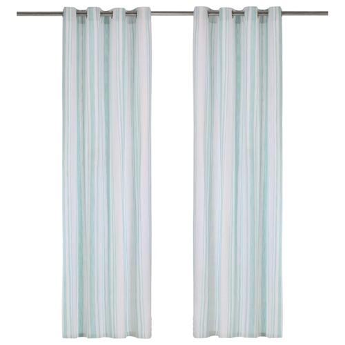 Gardiner med metalringe 2 stk. 140 x 175 cm bomuld striber blå