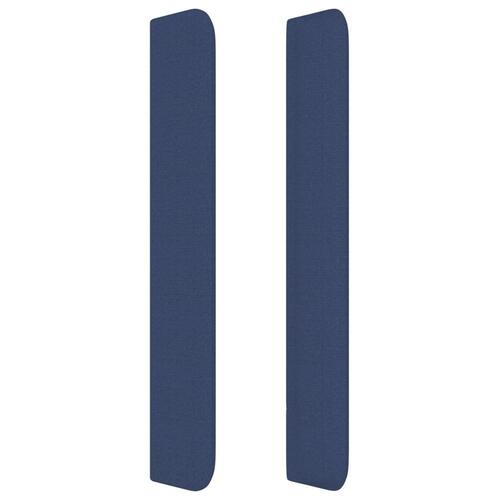 Sengegavl med kanter 93x16x118/128 cm stof blå