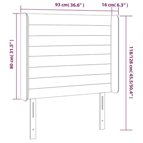 Sengegavl med kanter 93x16x118/128 cm stof blå