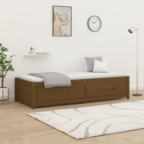 Daybed gyldenbrun 75x190 cm lille enkelt massivt træ fyr