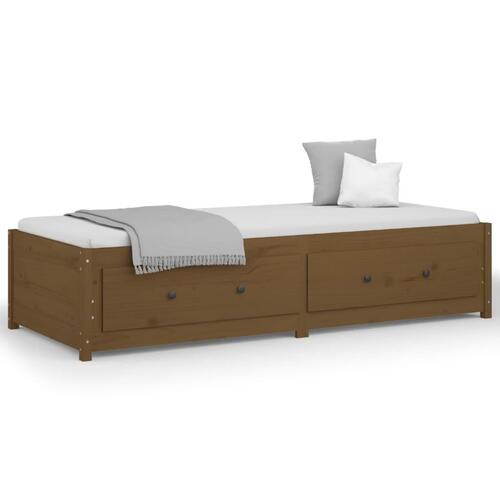 Daybed gyldenbrun 75x190 cm lille enkelt massivt træ fyr