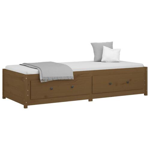 Daybed gyldenbrun 75x190 cm lille enkelt massivt træ fyr