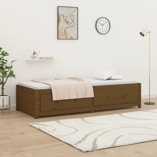 Daybed gyldenbrun 75x190 cm lille enkelt massivt træ fyr